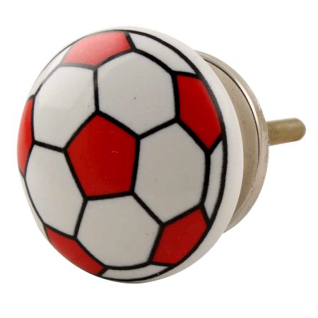 Red Football Pattern Ceramic Drawer Knob
